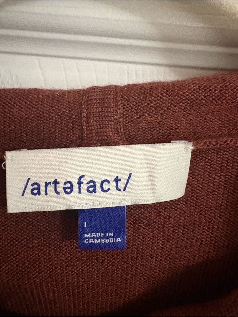 Artefact 100% merino wool hooded sweatshirt hoodie burnt orange comfy men's L - Picture 3 of 6